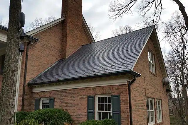 Brick home with new slate-style roof